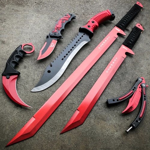 8PC BLACK REAPER TACTICAL KNIFE SET - MEGAKNIFE